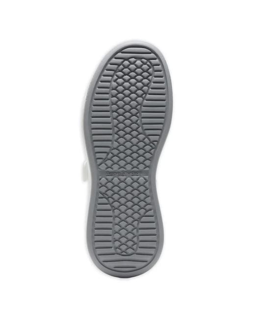Acne White Leather Touch-Strap Sneakers