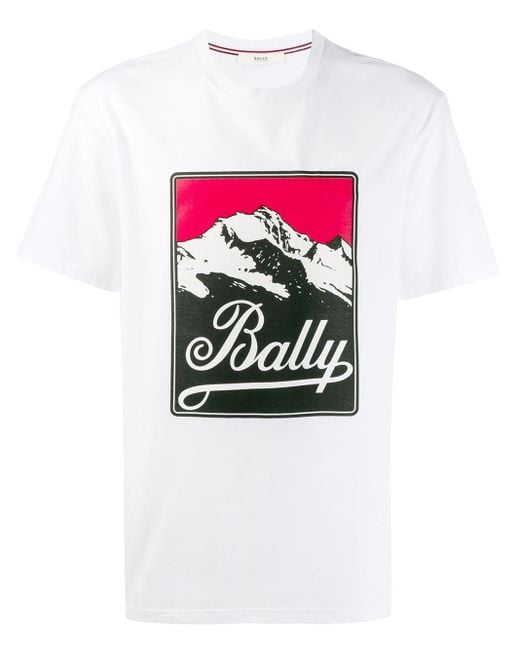 Bally White Logo Print T-shirt for men