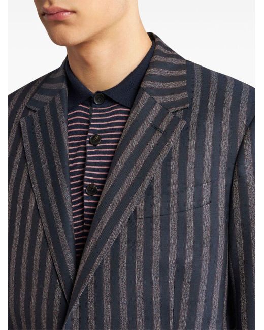 Etro Blue Striped Wool Blazer for men