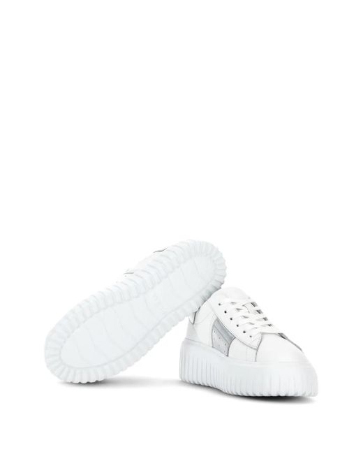 Hogan White Lace-Up Leather Sneakers For