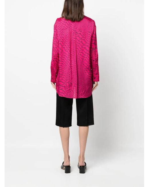 Pinko Pink Logo-Print Long-Sleeve Shirt