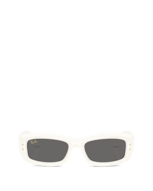 Ray-Ban White Rectangle-Frame Sunglasses