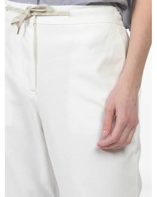 Eleventy White Drawstring Trousers