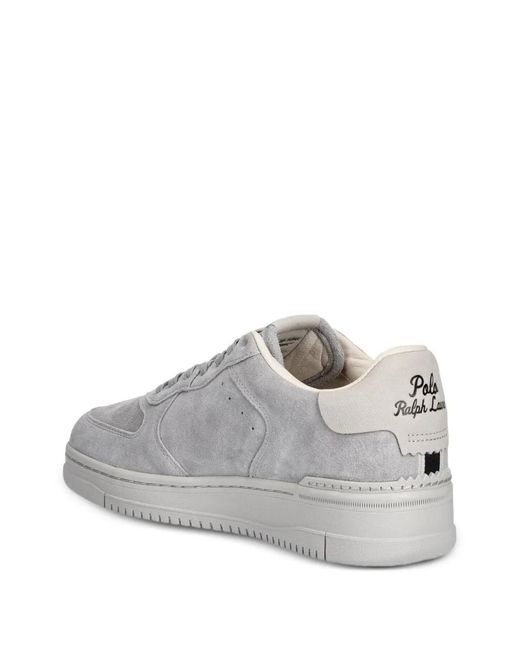Polo Ralph Lauren White Mastr Ct Rib Logo-Embroidered Suede Sneakers for men