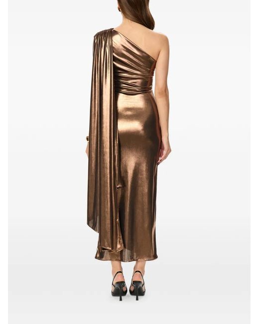 POST MERIDIEM Brown One-Shoulder Maxi Dress