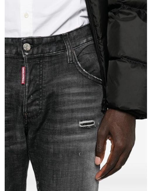 DSquared² Gray Distressed Faded-Effect Jeans for men