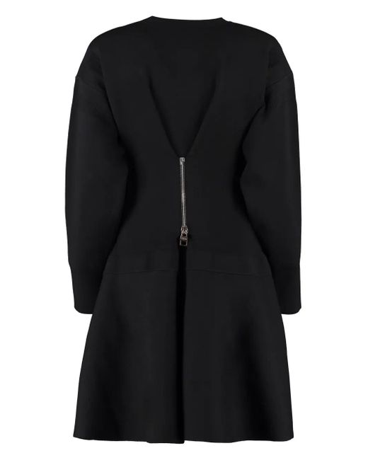Alexander McQueen Black Zip-Detail Flared Dress