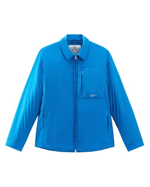 Woolrich Blue Pertex Padded Shirt Jacket for men