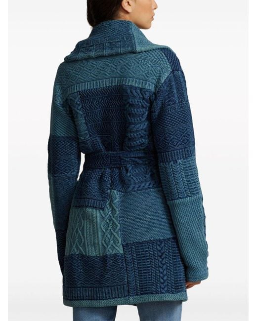 Polo Ralph Lauren Blue Patchwork Belted Cardi-coat