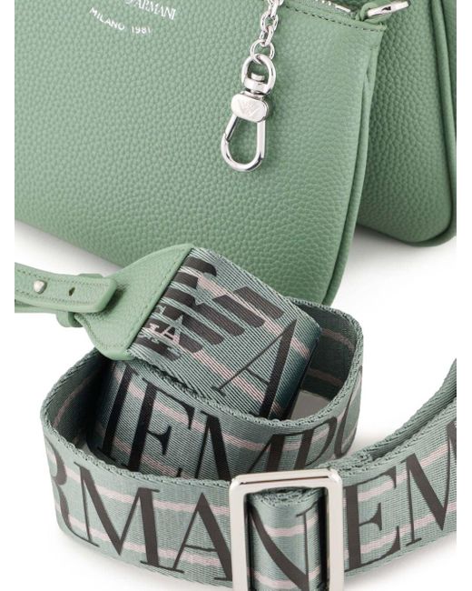 Emporio Armani Green Doppelte Mini-Tasche aus Faux-Leder