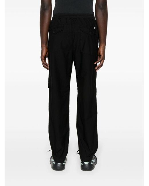 C P Company Black Tapered Cotton Trousers for men