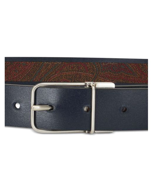 Etro Blue Reversible Leather Belt for men