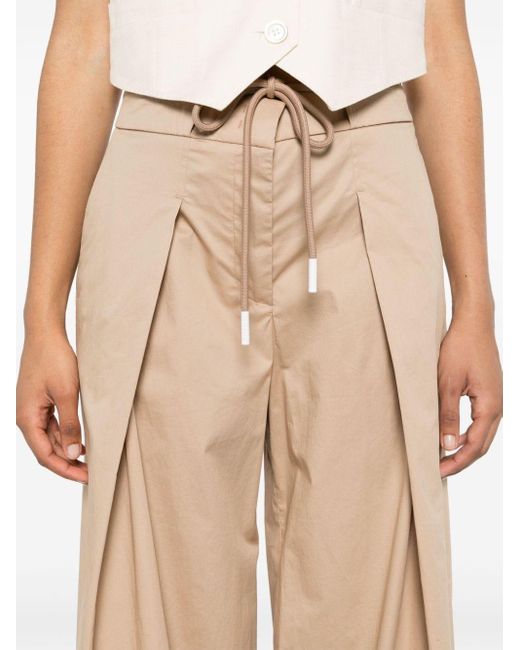 Peserico Natural Pleat-detail Wide-leg Trousers