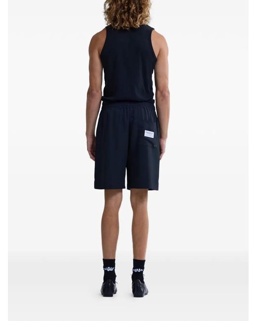 New Amsterdam Black Drawstring Logo-Patch Shorts