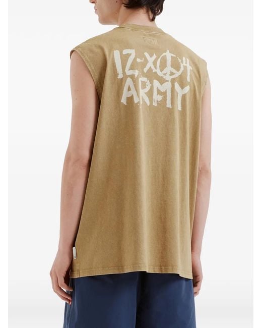 Izzue Natural Logo-Patch Graphic-Print T-Shirt for men