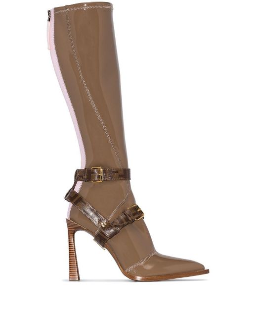 Fendi Brown Patent 105mm Knee-high Boots