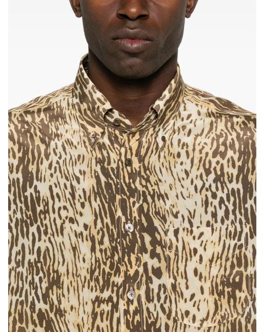 メンズ Tom Ford アニマルプリント シャツ Natural