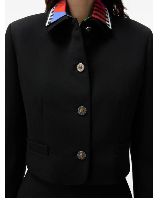 Versace Black Medusa-Button Cropped Jacket