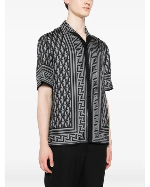 Versace Black Chemise À Imprimé V-Greca for men