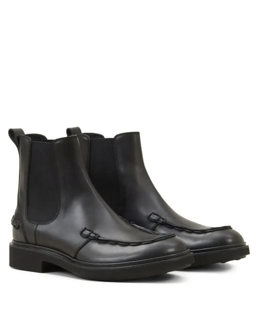 Tod's Black Elastic-Panel Leather Boots for men