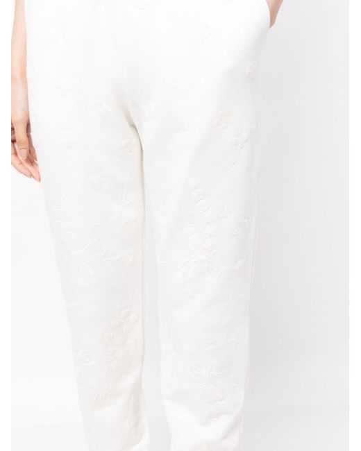 Elie Saab White Embroidered-design Cotton Blend Track Pants
