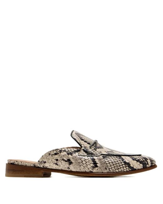 Magnanni Shoes White Snake-Embossed Slip-On Mules