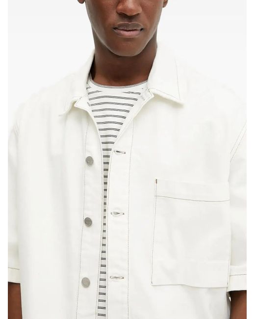 IRO Natural Contrast-Stitching Short-Sleeved Shirt Jacket for men