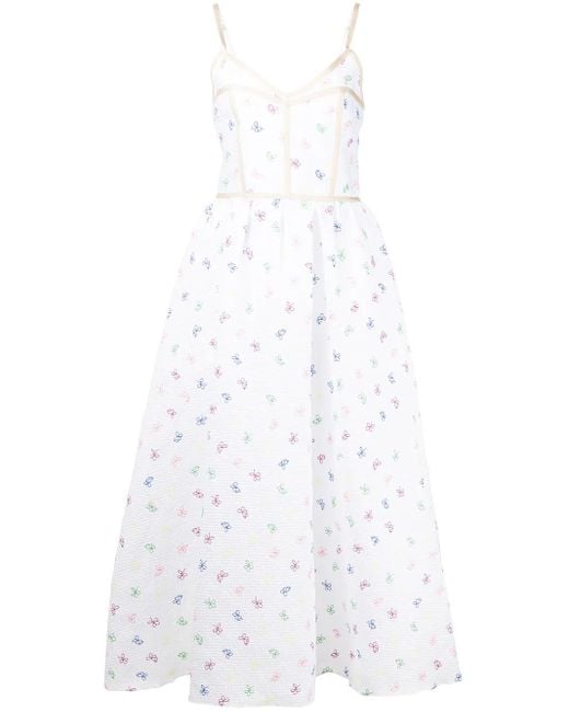 Vestido tubo con bordado floral Rosie Assoulin de color White