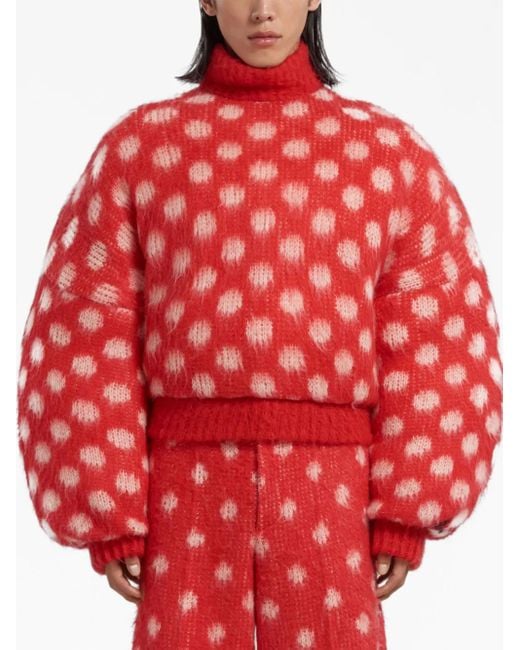 Marni Red Polka-Dot Intarsia Jumper for men