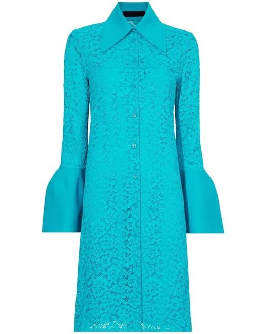 Proenza Schouler Blue Floral Lace Shirtdress