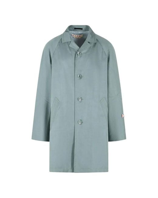 Marni Blue Buttoned Trench Coat for men