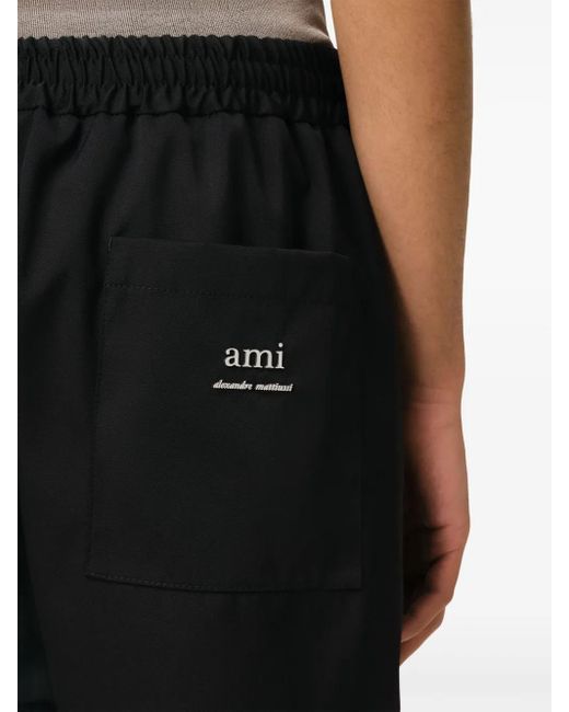 AMI Black Elasticated-Waist Shorts for men