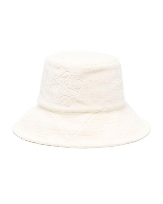 Sombrero de pescador con parche del logo Loewe de color White