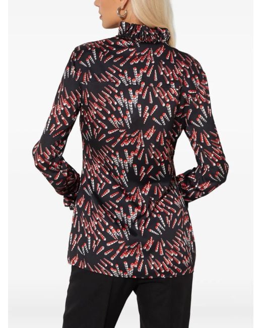 Rabanne Black Ruffled Patterned Blouse