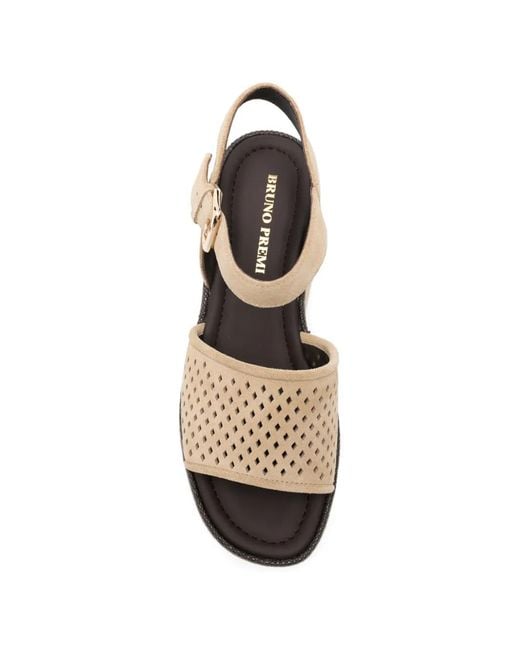 Bruno Premi Natural Perforated Suede Sandals