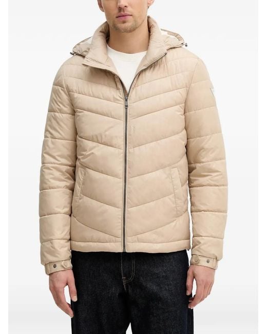 Guess Natural Hooded Quilted Jacket for men
