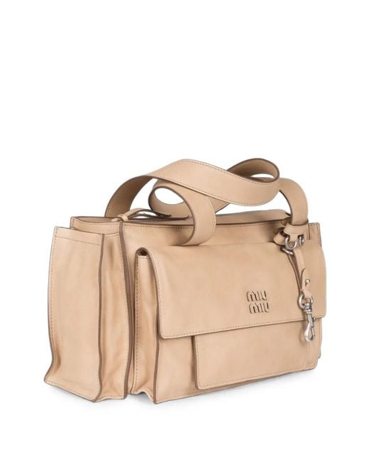 Miu Miu Natural Logo-Plaque Shoulder Bag