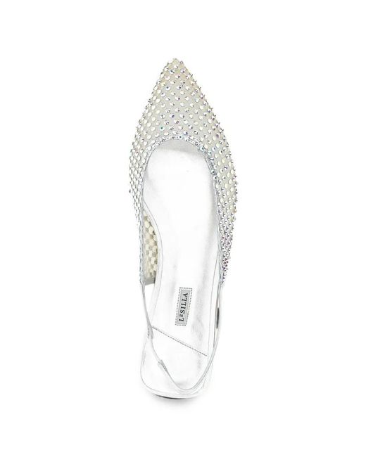 Le Silla White Gilda Crystal-Embellished Ballet Flats