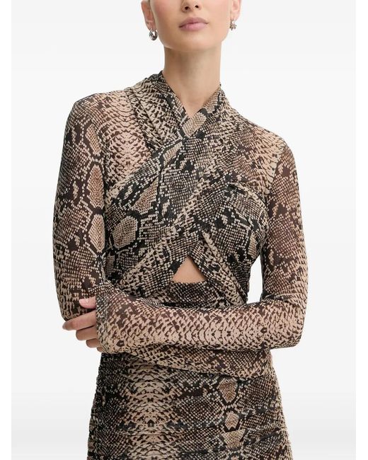Bardot Natural Cut-Out Print Midi Dress