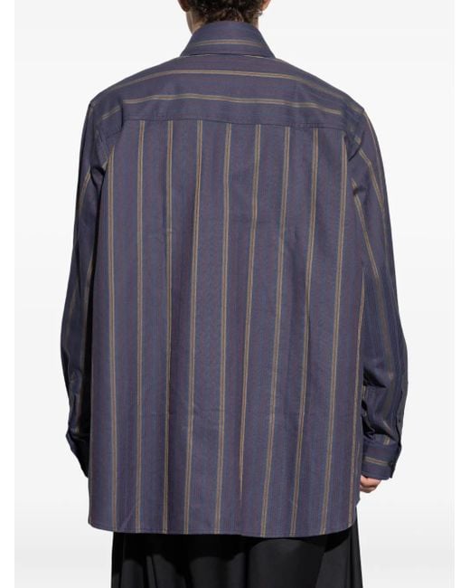 Vivienne Westwood Blue Orb-embellishment Stripe-pattern Shirt for men