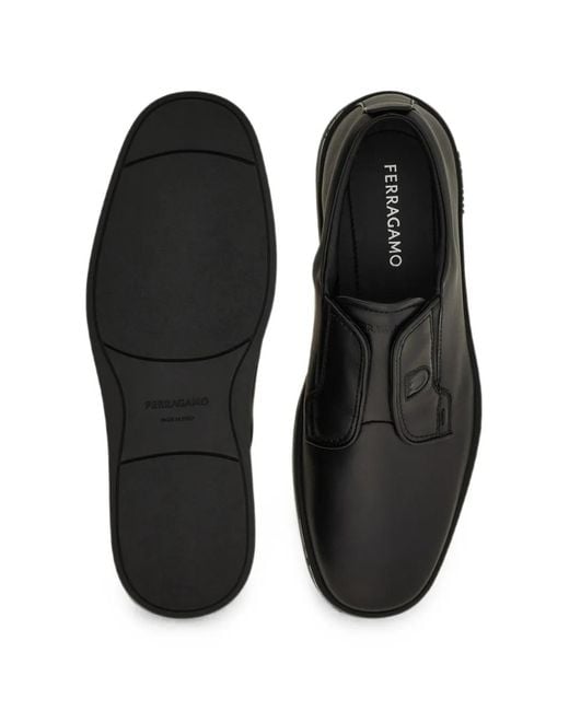 Ferragamo Black Slip-On Derby Shoes for men