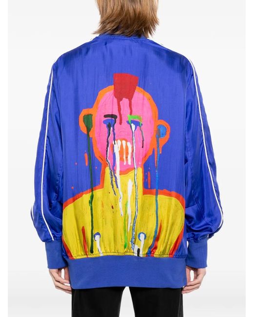 Nude:mm Blue Graphic-Print Bomber Jacket for men
