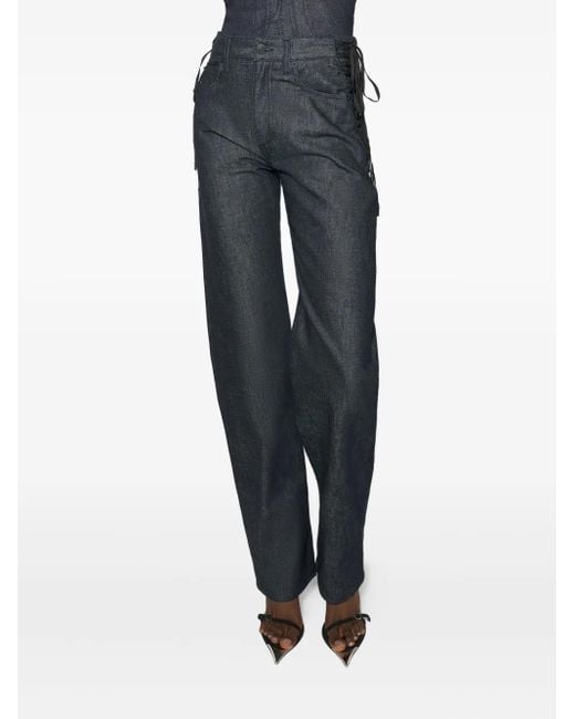 Mugler Blue Lace-Up Straight Jeans