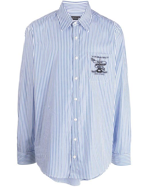 Chemise rayée en coton à logo brodé Y. Project pour homme en coloris Bleu |  Lyst