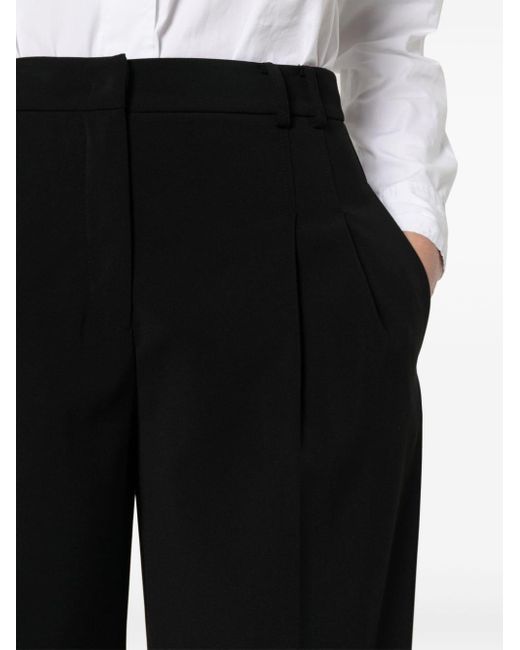 Patrizia Pepe Black Pleat-detail Straight-leg Trousers
