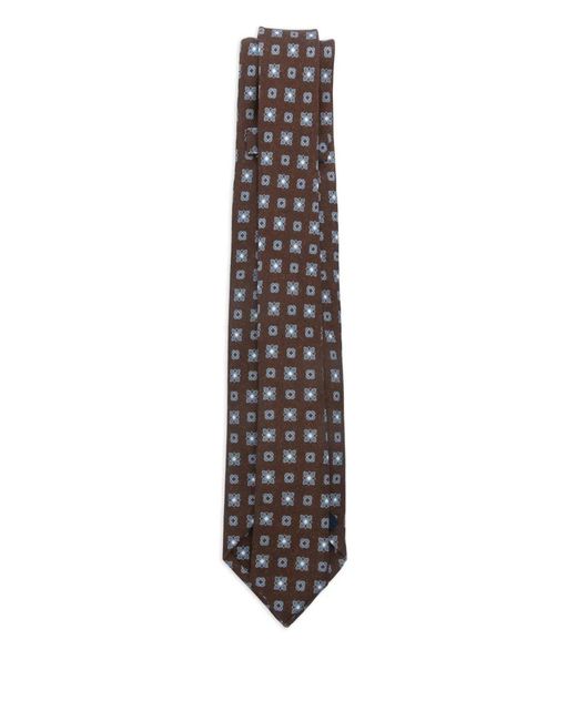 Barba Napoli White Patterned Silk Tie for men