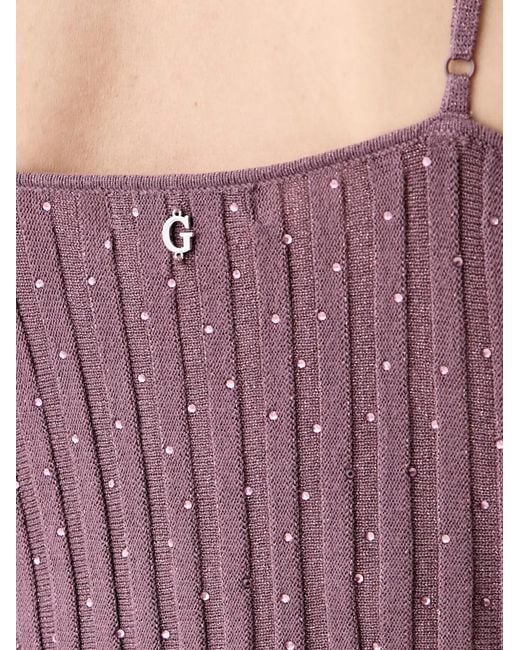 Guess Purple Rhinestone-Embellished Pleated Maxi Dress