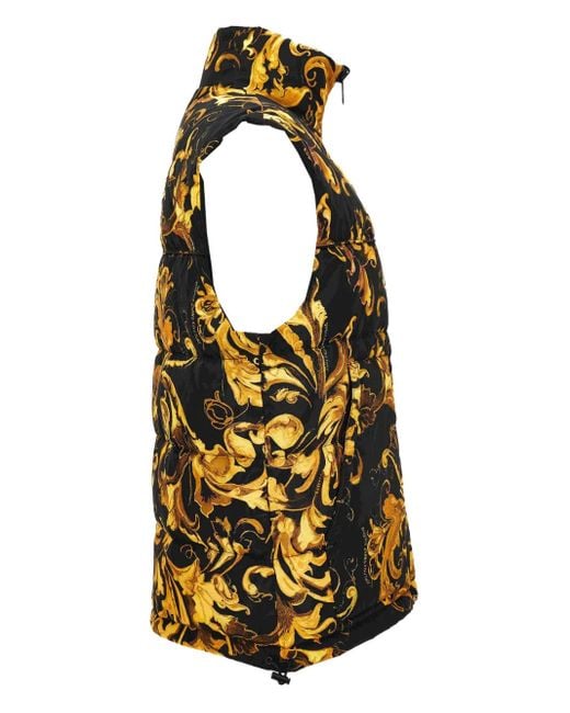 Versace Jeans Couture Metallic Barocco-Print Puffer Vest for men