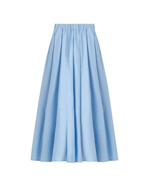 Scanlan Theodore Blue Gathered Pleated Maxi Skirt