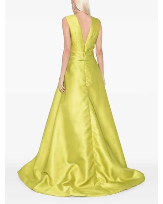 Saiid Kobeisy Yellow Mikado Classic Jumpsuit With Detachable Overskirt